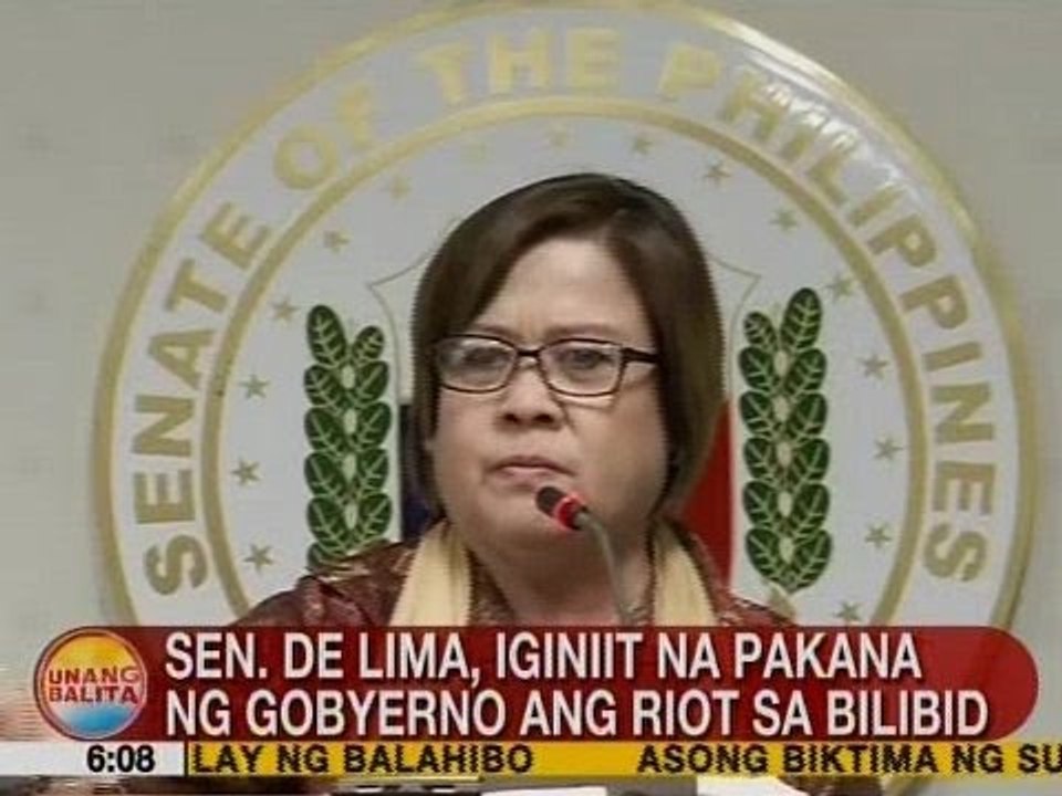 UB: Sen. De Lima, iginiit na pakana ng gobyerno ang riot sa Bilibid
