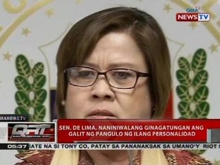 QRT: Sen. de Lima, naniniwalang ginagatungan ang galit ng pangulo ng ilang personalidad