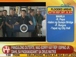 UB: Pangulong Duterte, nag-sorry kay Rep. Espino Jr. dahil sa pagkakadawit sa drug matrix
