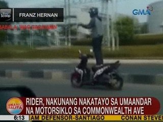 UB: Rider, nakunang nakatayo sa umaandar na motorsiklo sa Commonwealth Ave., QC