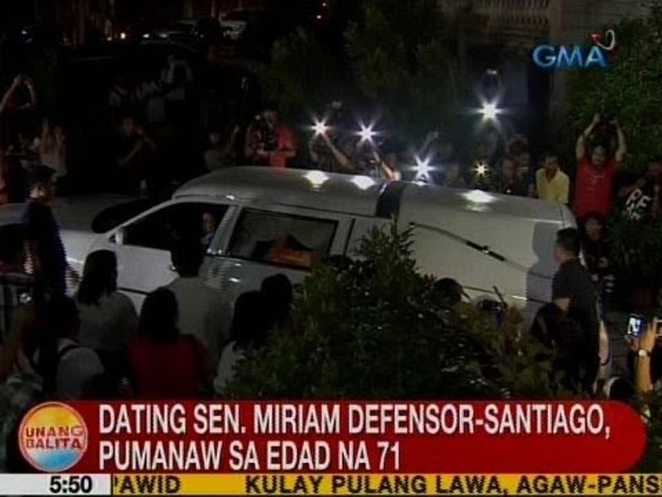UB: Ex-Sen. Miriam Defensor-Santiago, pumanaw sa edad na 71