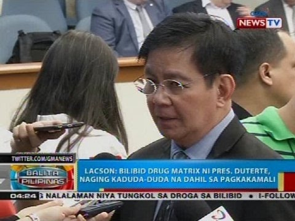 Lacson: Bilibid drug matrix ni Pres. Duterte, naging kaduda-duda na dahil sa pagkakamali