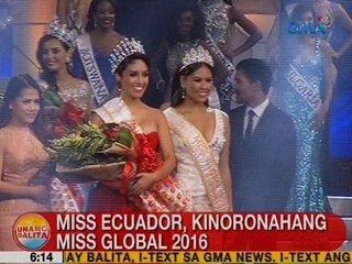 UB: Miss Ecuador, kinoronahang Miss Global 2016
