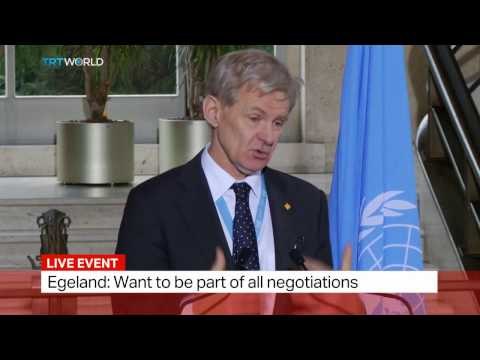 The War In Syria: Staffan de Mistura and Jan Eggeland address reporters