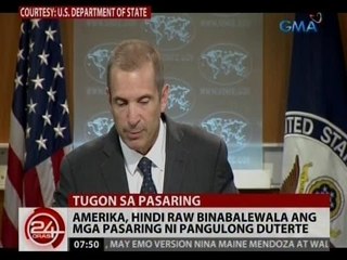 24 Oras: Amerika, hindi raw binabalewala  ang mga pasaring ni Pangulong Duterte