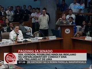 Sen. Gordon, posibleng hindi na ireklamo ng unparliamentary conduct sina Sen. Trillanes at De Lima