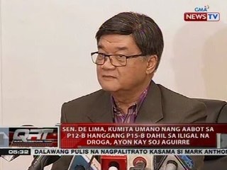 de Lima, kumita umano nang aabot sa P12-B hanggang P15-B dahil sa iligal na droga, ayon kay Aguirre