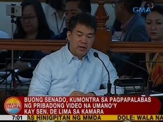 UB: Buong Senado, kumontra sa pagpapalabas ng pribadong video na umano'y kay Sen. De Lima