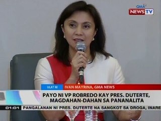 BT: Payo ni VP Robredo kay Pres. Duterte, magdahan-dahan sa pananalita