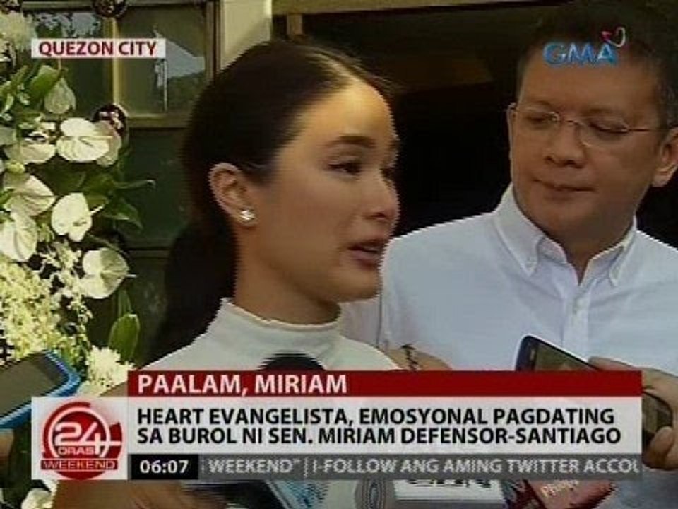 24 Oras: Heart Evangelista, emosyonal pagdating sa burol ni Sen. Miriam Defensor-Santiago