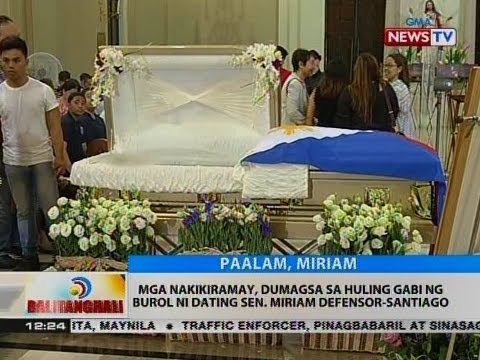 BT: Mga nakikiramay, dumagsa sa huling gabi ng burol ni dating Sen. Miriam Defensor-Santiago