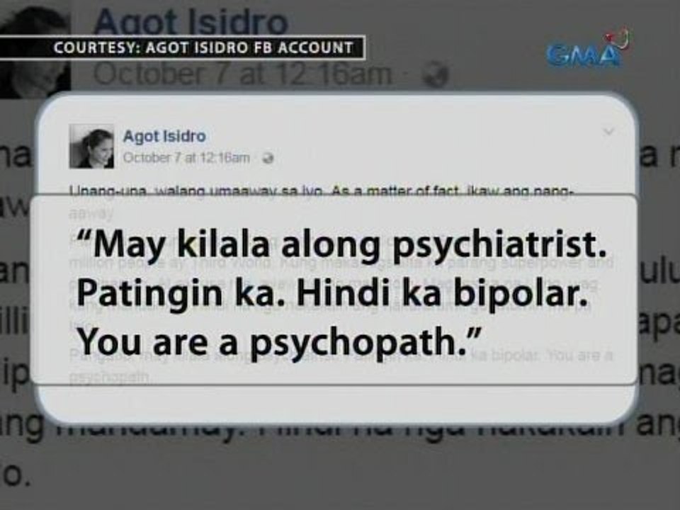 24 Oras: Agot Isidro, tinawag na 'psychopath' si Pang. Duterte
