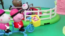 PEPPA PIG BREAKS HER LEG DisneyCarToys Frozen Elsa and Barbie at Playground Park