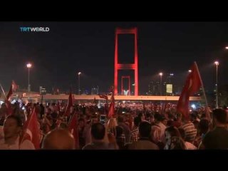 Anti-coup protesters gather on the Bosphorus