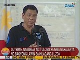 UB: Duterte, nagbigay ng tulong sa mga nasalanta ng bagyong Lawin sa hilagang Luzon