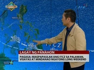 PAGASA: Magpapaulan ang ITCZ sa Palawan, Visayas at Mindanao ngayong long weekend