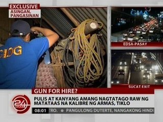 24 Oras: Pulis at kanyang amang nagtatago raw ng matataas na kalibre ng armas, tiklo