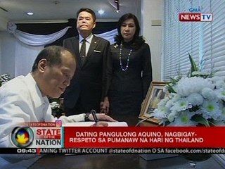 SONA: Dating Pang. Aquino, nagbigay-respeto sa pumanaw na hari ng Thailand