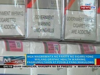 Mga magbebenta ng pakete ng sigarilyong walang graphic health warning, pagmumultahin