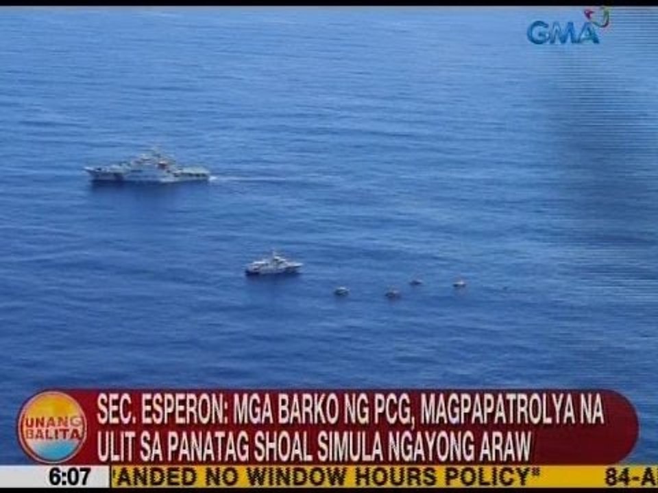 UB: Sec. Esperon: Mga barko ng PCG, magpapatrolya na ulit sa Panatag Shoal simula ngayong araw