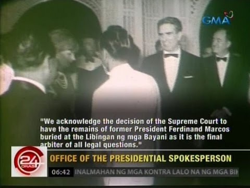 Desisyon ng SC kaugnay ng hero's burial para kay Dating Pang. Marcos, kinikilala ng Malakanyang