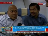 Sen. Pacquiao at PNP chief Dela Rosa, nagbiruan sa eroplano habang pabalik ng Pilipinas