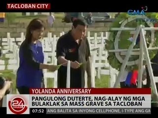24 Oras: Pangulong Duterte, nag-alay ng mga bulaklak sa mass grave sa Tacloban