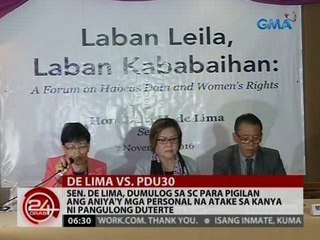 Sen. De Lima, dumulog sa SC para pigilan ang aniya'y mga personal na atake sa kanya ni Pres. Duterte