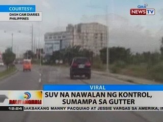 BT: SUV na nawalan ng kontrol, sumampa sa gutter