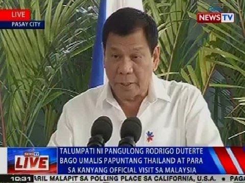NTVL: Talumpati ni Pres. Duterte bago umalis papuntang Thailand at Malaysia