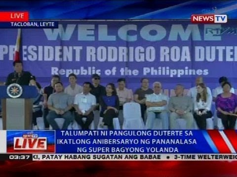 Talumpati ni Pangulong Duterte sa ikatlong anibersaryo ng pananalasa ng Super bagyong Yolanda