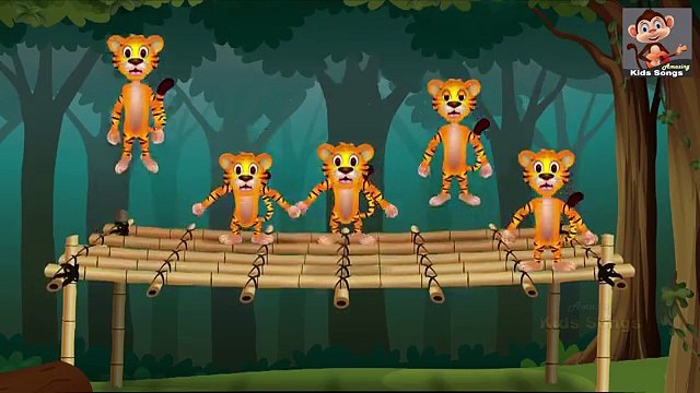 5 Little Tigers Jumping On The Bed | Five Little Monkeys Peppa Pig Jumping on The Bed