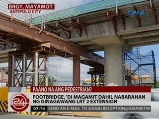 24 Oras: Footbridge, 'di magamit dahil nabarahan ng ginagawang LRT 2 extension