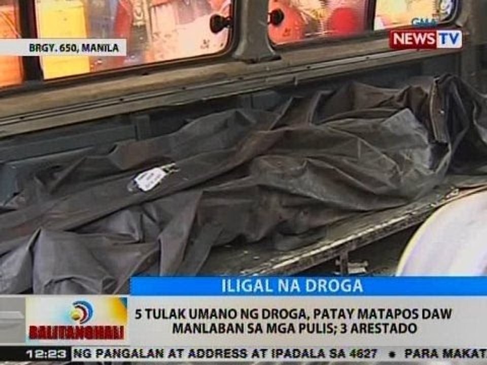 BT: 5 tulak umano ng droga, patay matapos daw manlaban sa mga pulis sa Maynila
