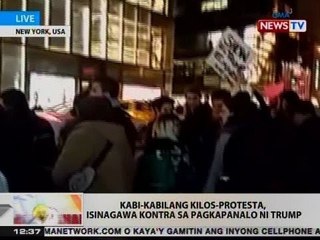 BT: Mga kontra sa pagkapanalo ni Trump, nagkilos-protesta sa harap ng Trump Tower