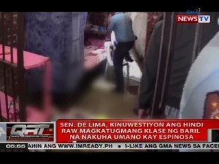 Sen. de Lima, kinuwestiyon ang hindi raw magkatugmang klase ng baril na nakuha umano kay Espinosa