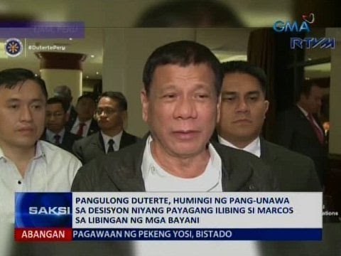 Pang. Duterte, humingi ng pang-unawa sa desisyon niyang payagang ilibing si Marcos sa LNMB