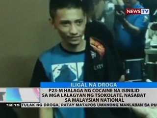 23-M halaga ng cocaine na isinilid sa mga lalagyan ng tsokolate, nasabat sa Malaysian national