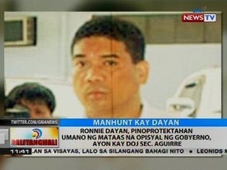 Ronnie Dayan, pinoprotektahan umano ng mataas na opisyal ng gobyerno ayon kay DOJ Sec. Aguirre