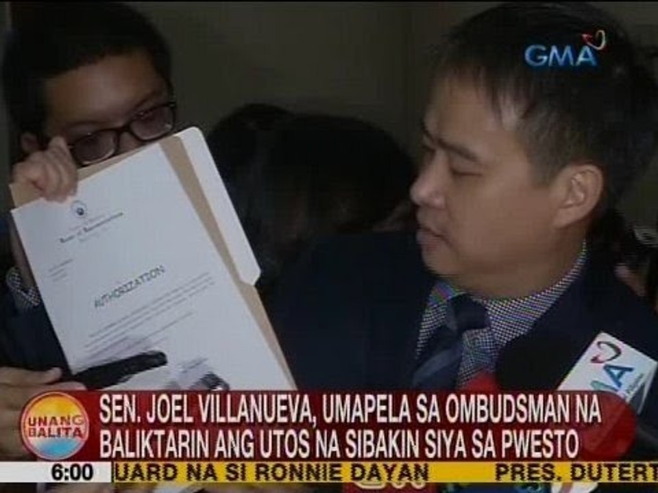 UB: Sen. Joel Villanueva, umapela sa Ombudsman na baliktarin ang utos na sibakin siya sa pwesto