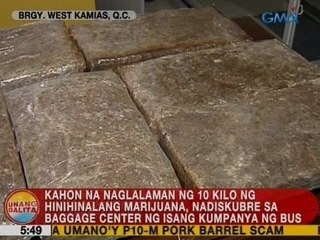 Kahon na naglalaman ng 10 kilo ng hinihinalang marijuana, nadiskubre sa baggage center sa QC