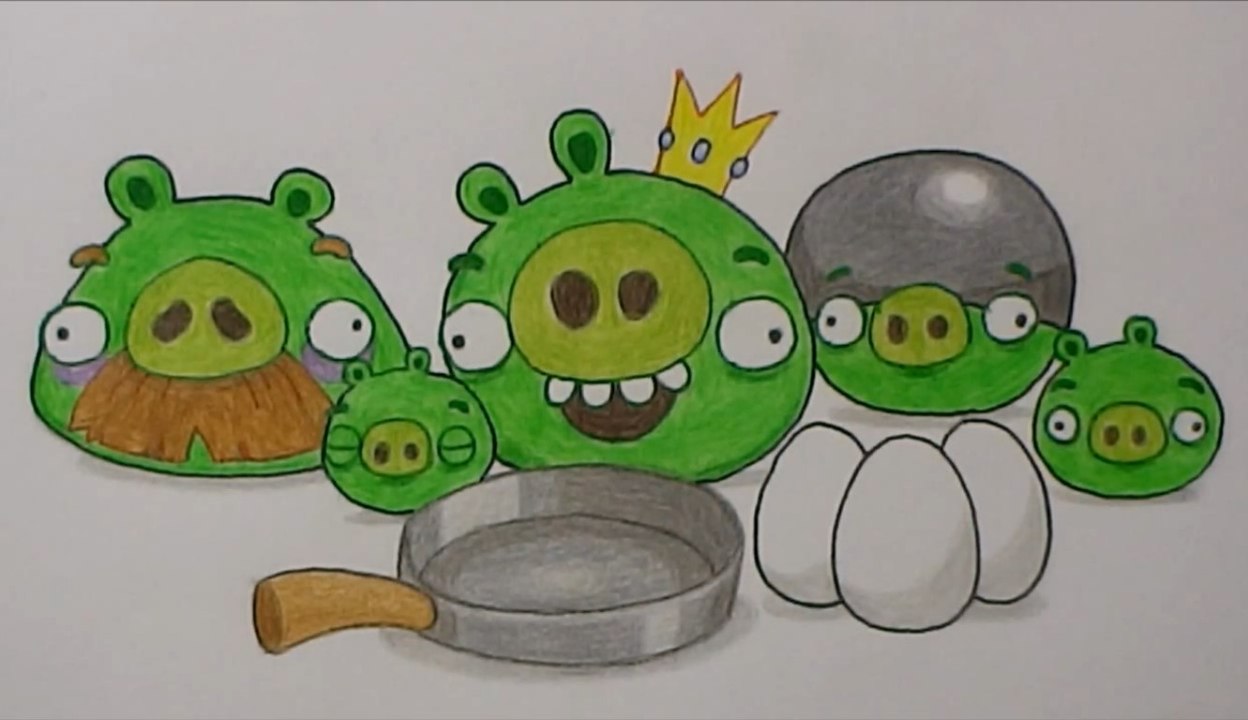 How to Draw Angry Birds Pigs Step By Step