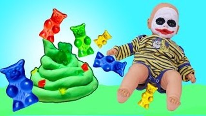 Joker Girl VS Bad Baby Joker Doll Poop Gummy Bear Baby Victoria Compilation in Real Life