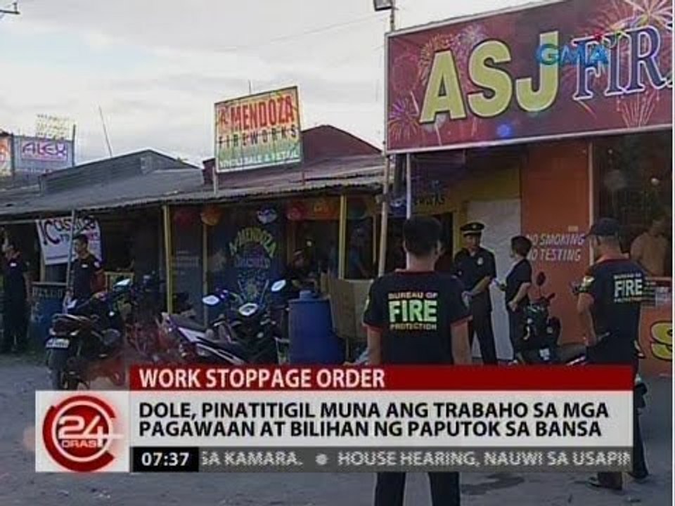 DOLE, ipinatitigil muna ang trabaho sa mga pagawaan at bilihan ng paputok sa bansa