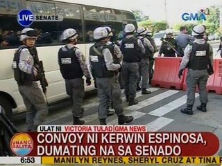 UB: Convoy ni Kerwin Espinosa, dumating na sa Senado