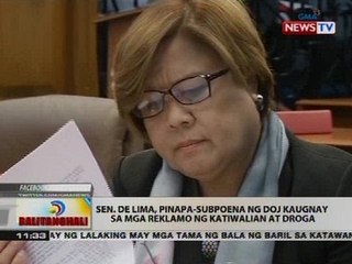 Sen. de Lima, pinapa-subpoena ng DOJ kaugnay sa mga reklamo ng katiwalian at droga