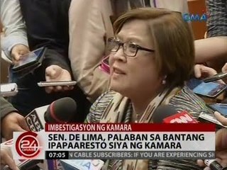 Sen. De Lima, palaban sa bantang ipaaaresto siya ng Kamara