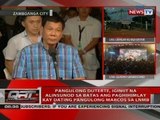 Pres. Duterte, iginiit na alinsunod sa batas ang paghihimlay kay ex-Pres. Marcos sa LNMB