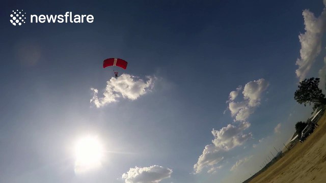 Student skydiver hits ground in turbulent wind conditions