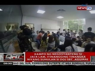 Kampo ng negosyanteng si Jack Lam, itinangging tinangka niyang suhulan si DOJ Sec. Aguirre